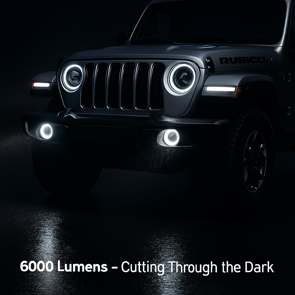 Round LED Headlights with Halo Angel Eyes for Jeep Wrangler