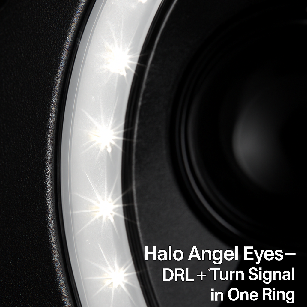 Round LED Headlights with Halo Angel Eyes for Jeep Wrangler