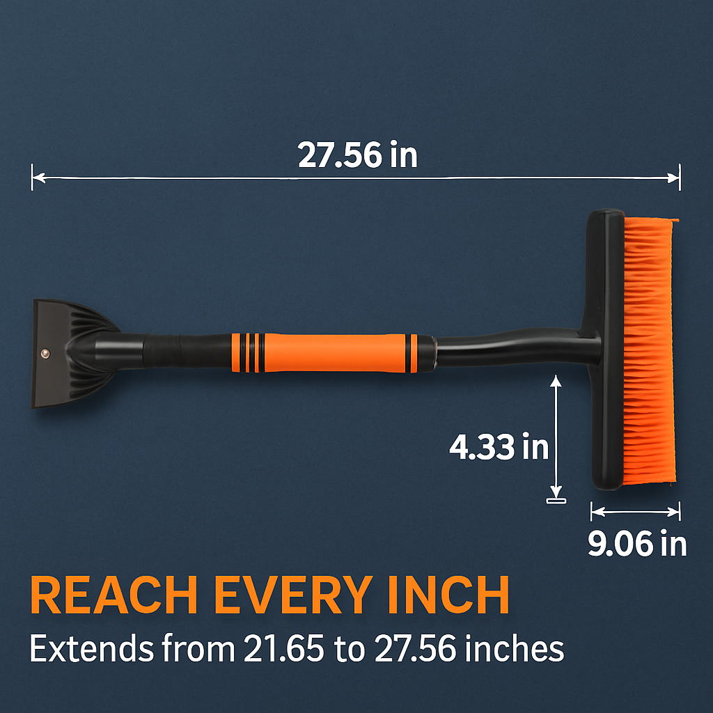 3-in-1 Windshield Ice Scraper with Extendable Tool