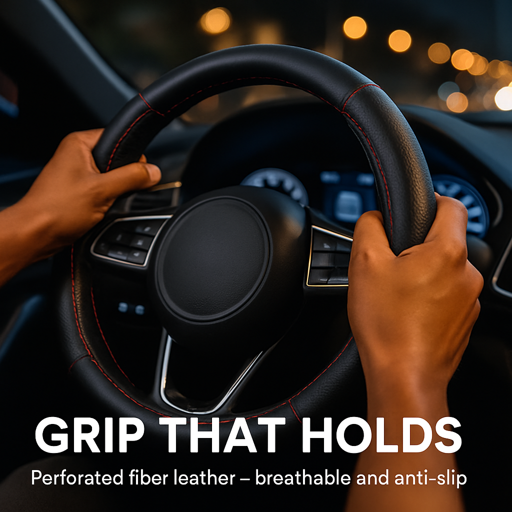 Steering Wheel Cover, Fiber Leather, Anti-Slip