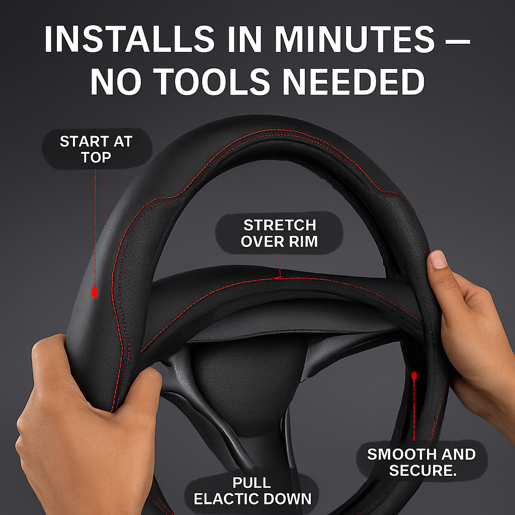 Steering Wheel Cover, Fiber Leather, Anti-Slip