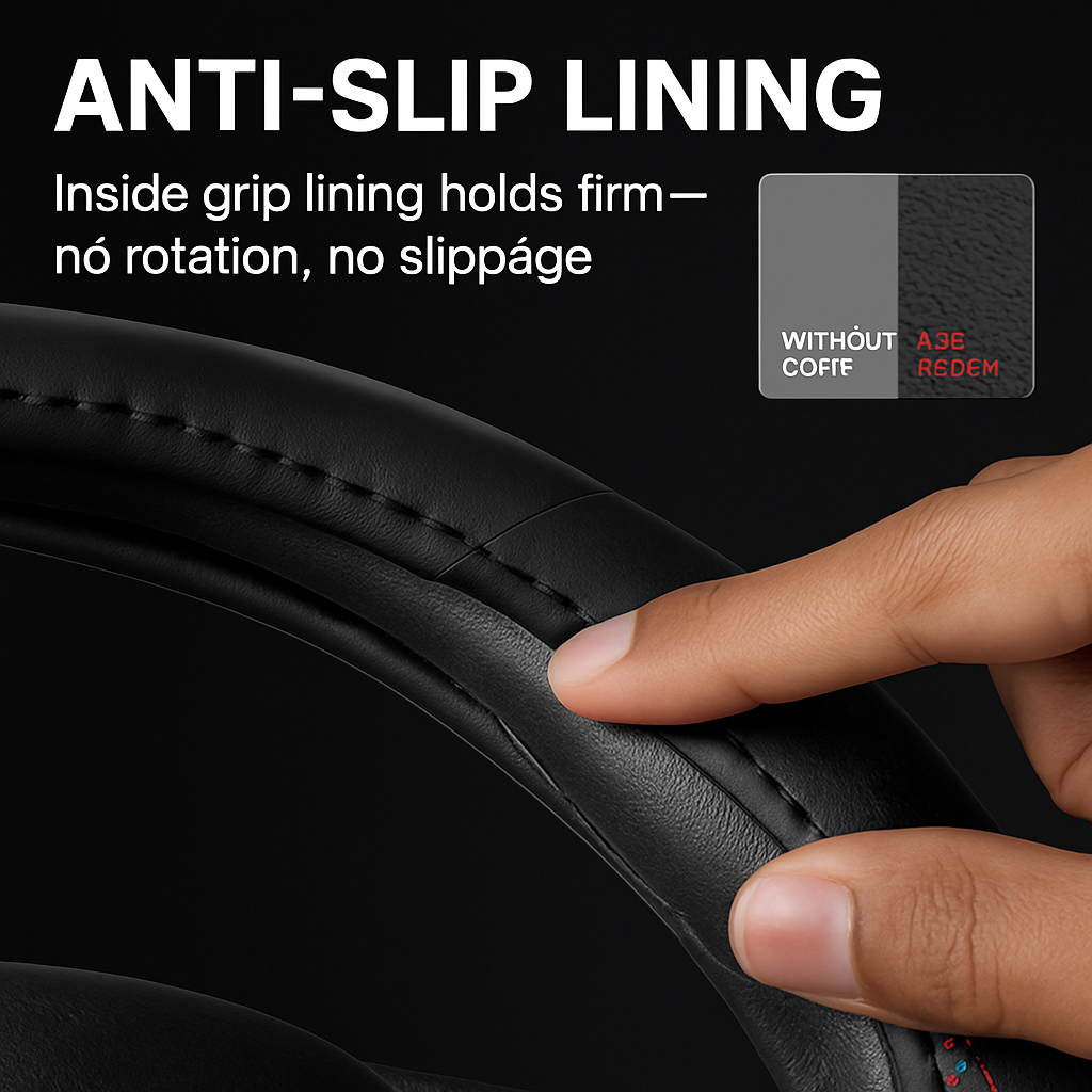 Steering Wheel Cover, Fiber Leather, Anti-Slip