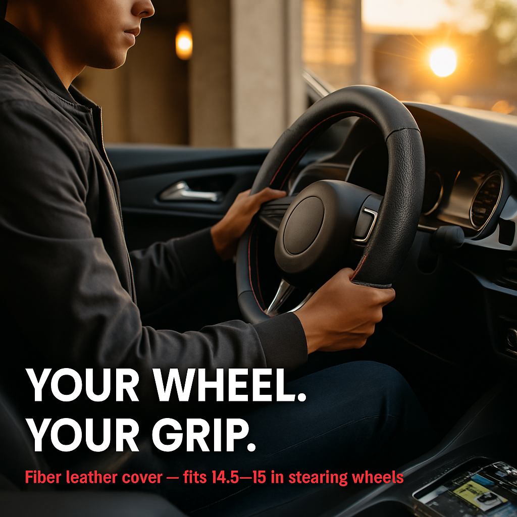 Steering Wheel Cover, Fiber Leather, Anti-Slip