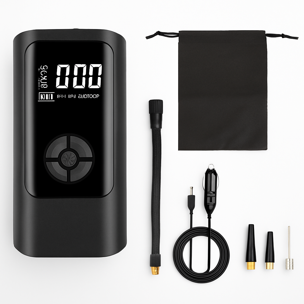 Car Tire Inflator Pump with LED Light, Portable Air Pump