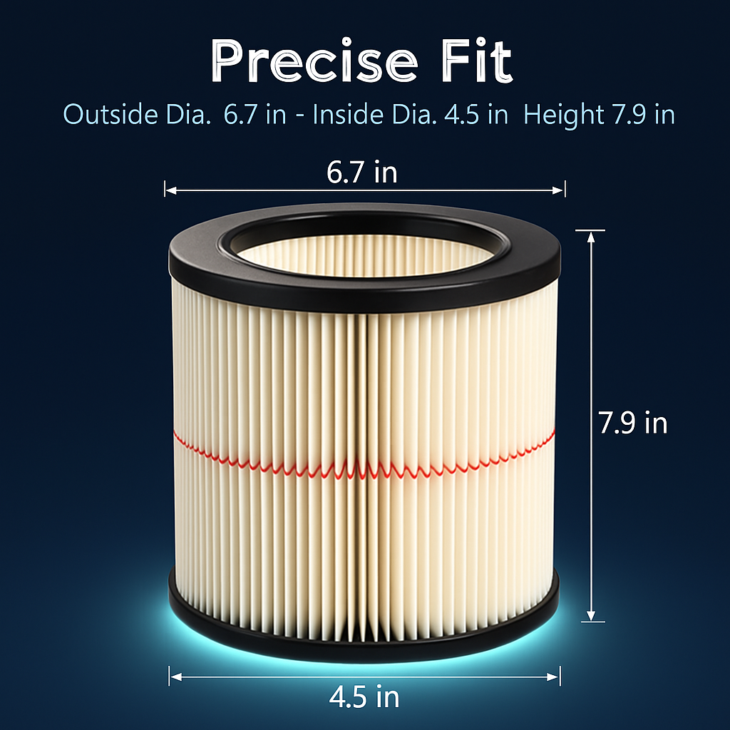 Vacuum Cartridge Filter for Household Vacuums
