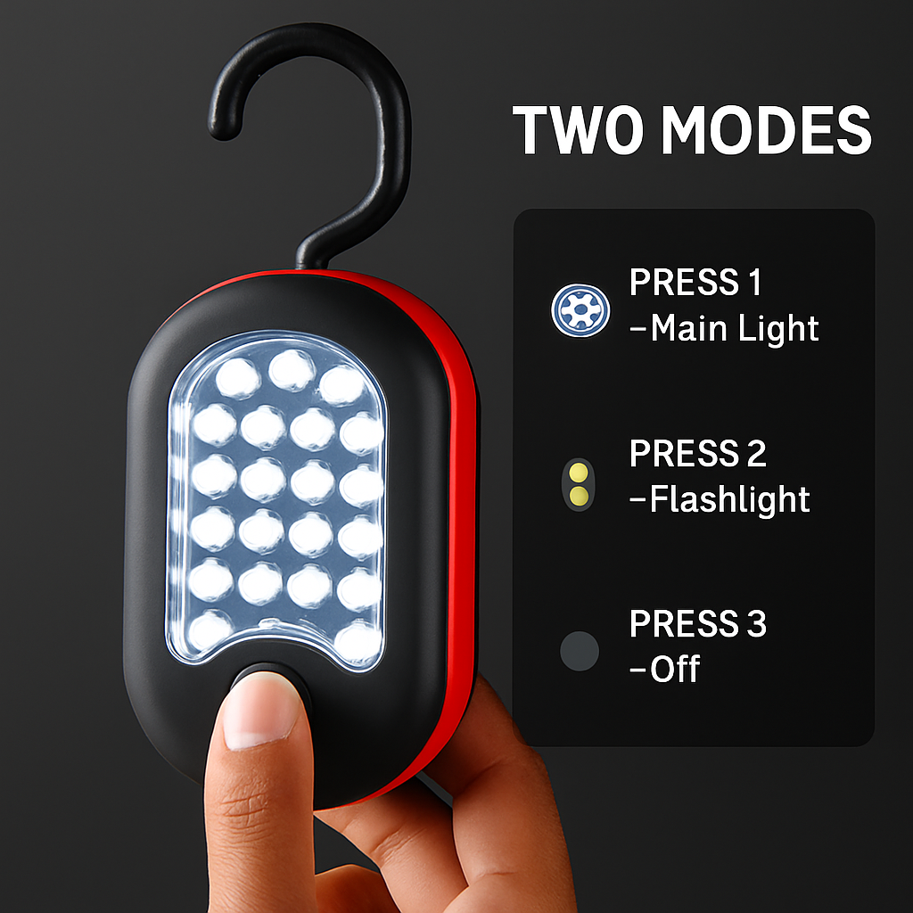 Compact Work Light with Magnetic Hook: Portable Hands-Free