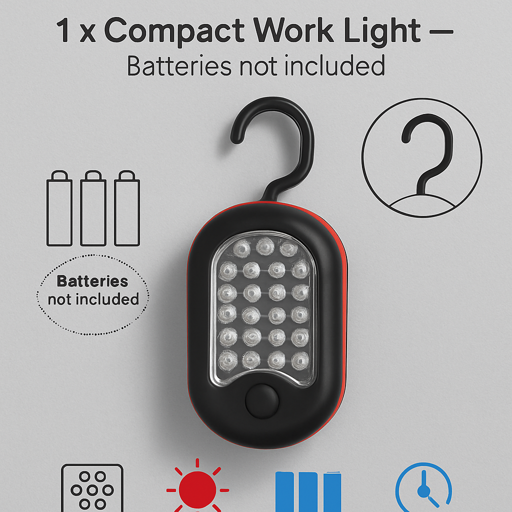 Compact Work Light with Magnetic Hook: Portable Hands-Free