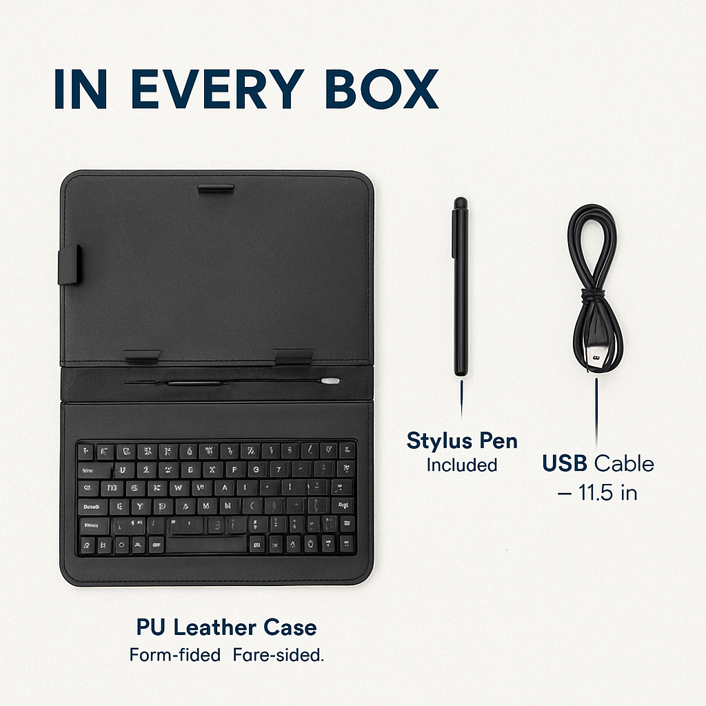 Tablet Case with Keyboard - Slim Protective Cover