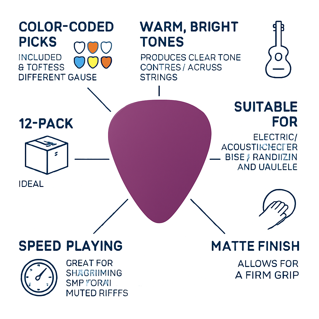 Guitar Picks Set for Acoustic & Electric Play