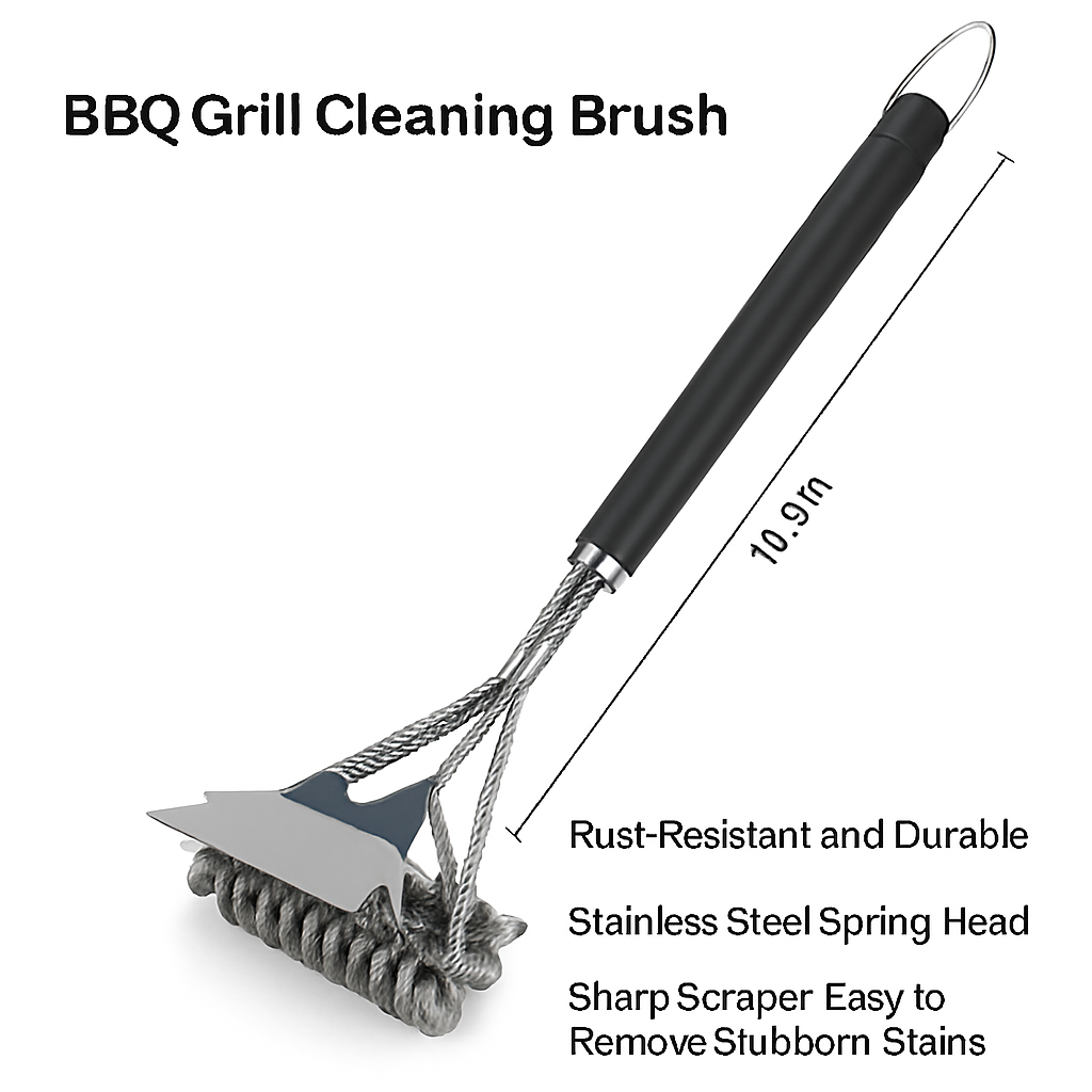 Grill Cleaning Brush with Scraper for Stainless Grates