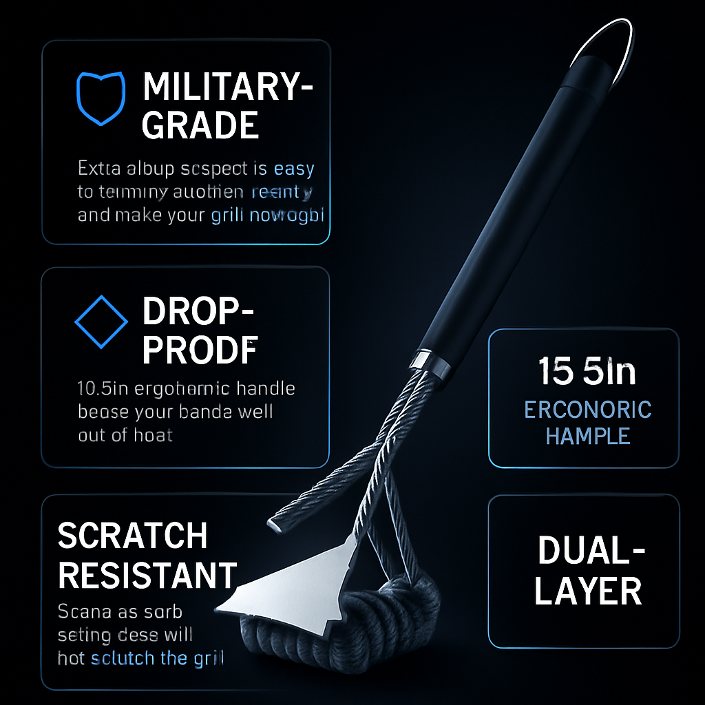 Grill Cleaning Brush with Scraper for Stainless Grates