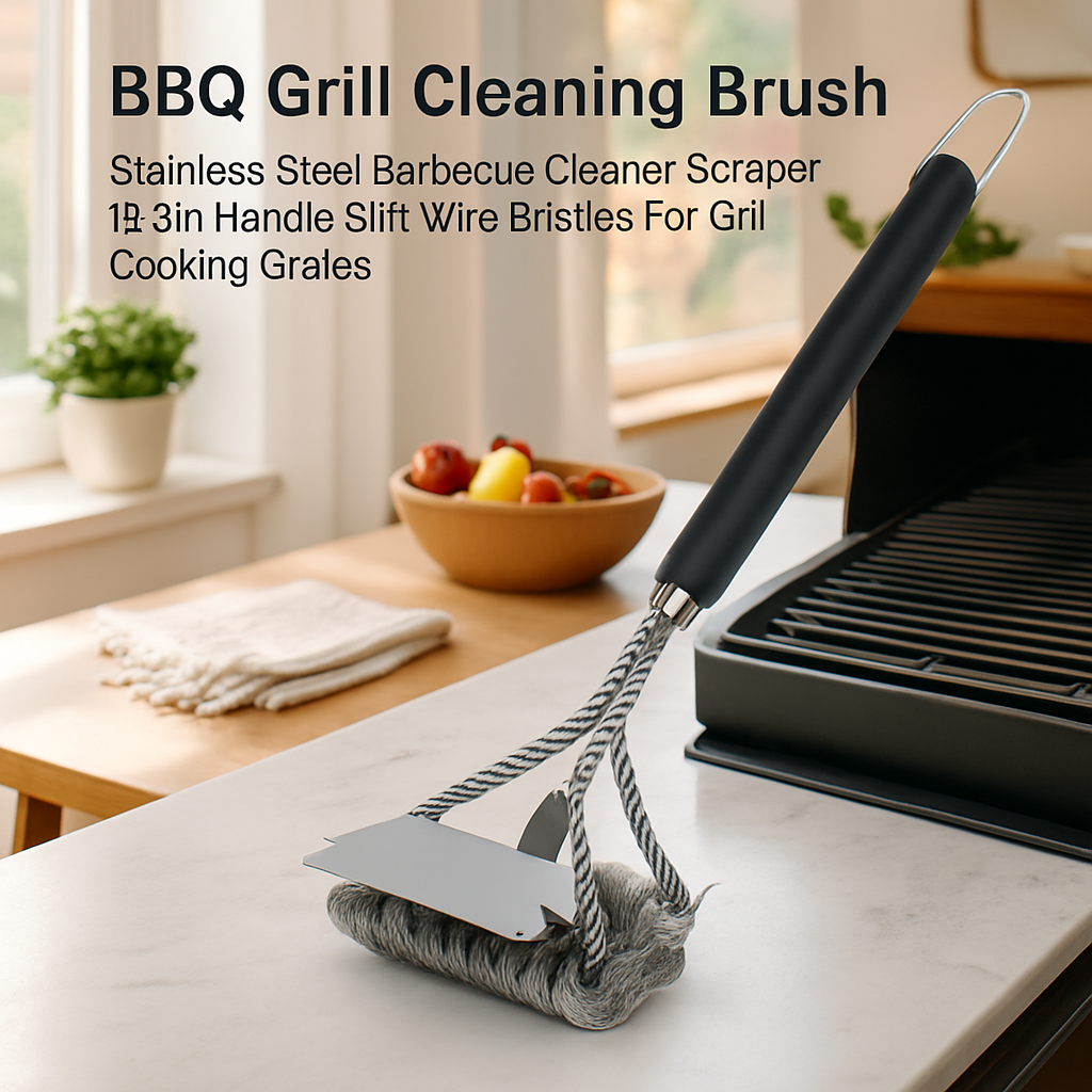 Grill Cleaning Brush with Scraper for Stainless Grates