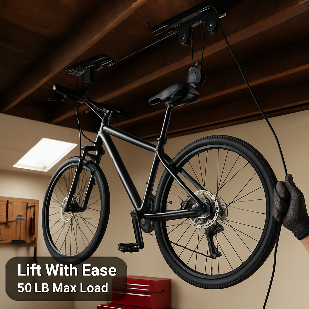 Bike Lift Ceiling Storage Rack for Bikes and Gear