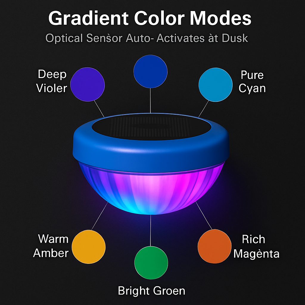 Solar Powered Floating LED Pool Light with Gradient Colors