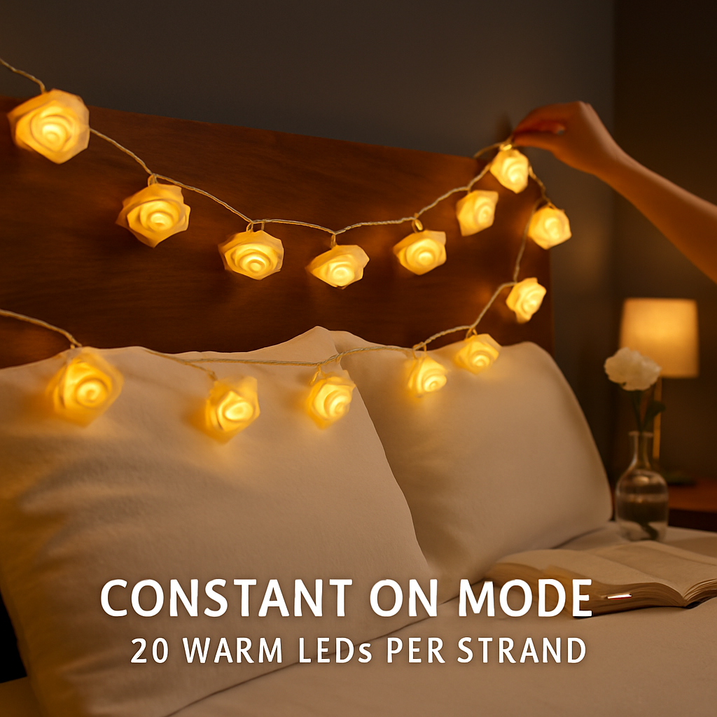 Rose Flower String Lights for Romantic Glow