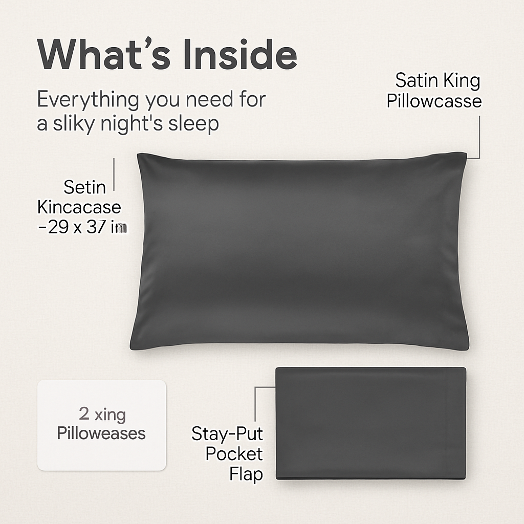 Silky Satin King Pillowcase Set for Luxurious Sleep
