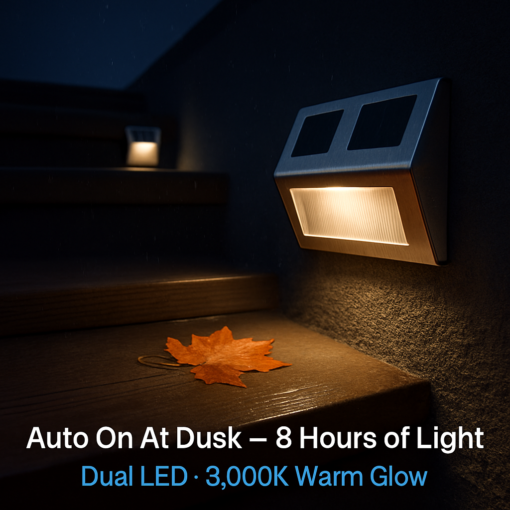 Solar LED Wall Light for Outdoor Steps Weatherproof