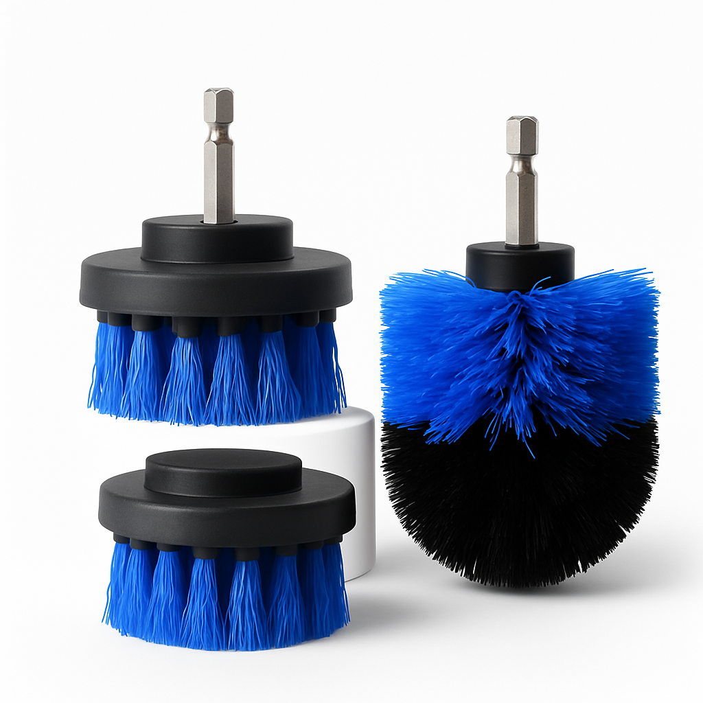 Drill Brush Cleaning Set for Tiles, Tubs & Sinks - Blue