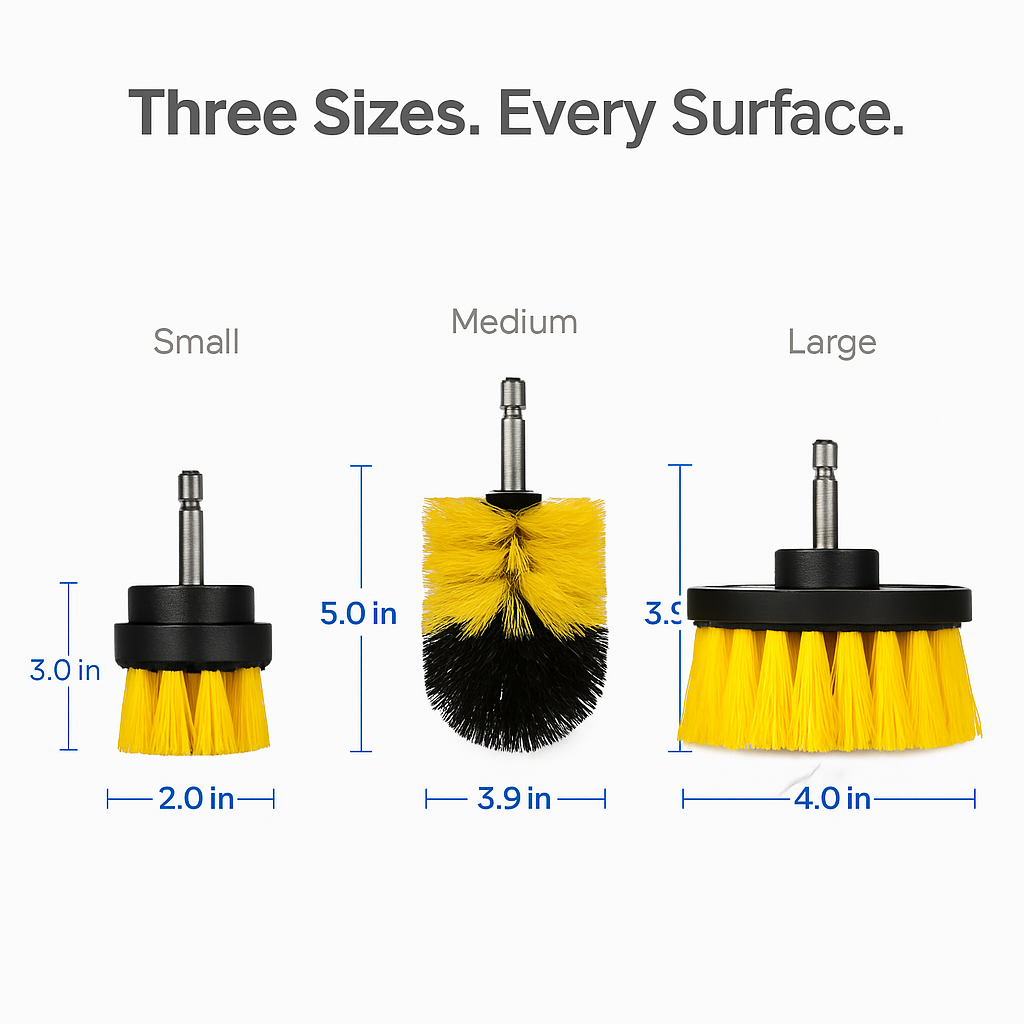 Drill Brush Cleaning Set for Tiles, Tubs & Sinks - Blue
