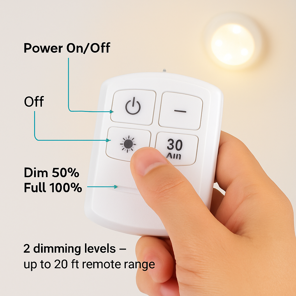 Cordless Closet Lamp with Remote Night Light