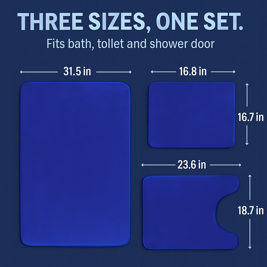 Bathroom Rug Set: Plush Velvet, Non-Slip, 3-Piece