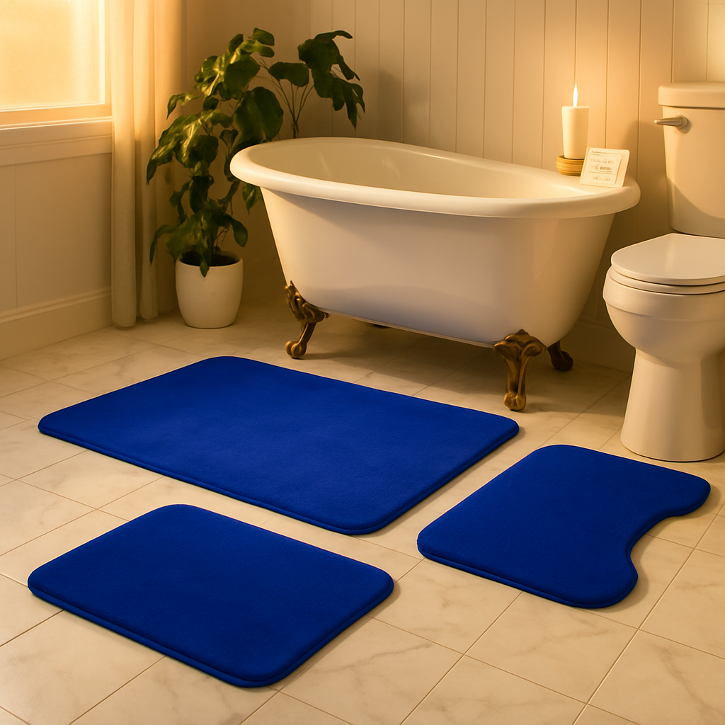 Bathroom Rug Set: Plush Velvet, Non-Slip, 3-Piece