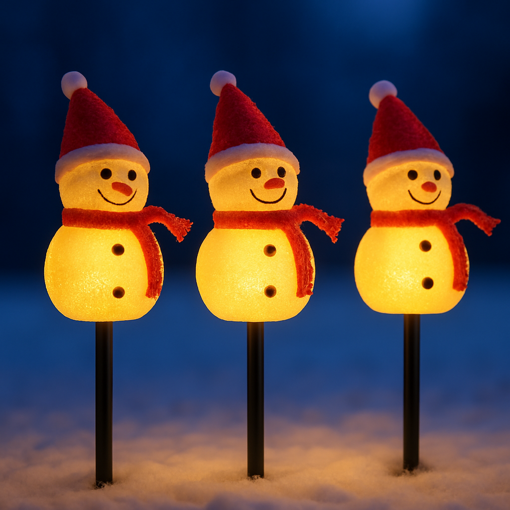 Solar Snowman Stake Light - 3 Pack, Warm White Outdoor Decor