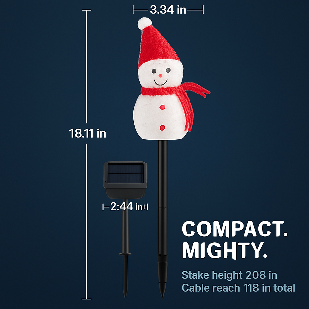 Solar Snowman Stake Light - 3 Pack, Warm White Outdoor Decor