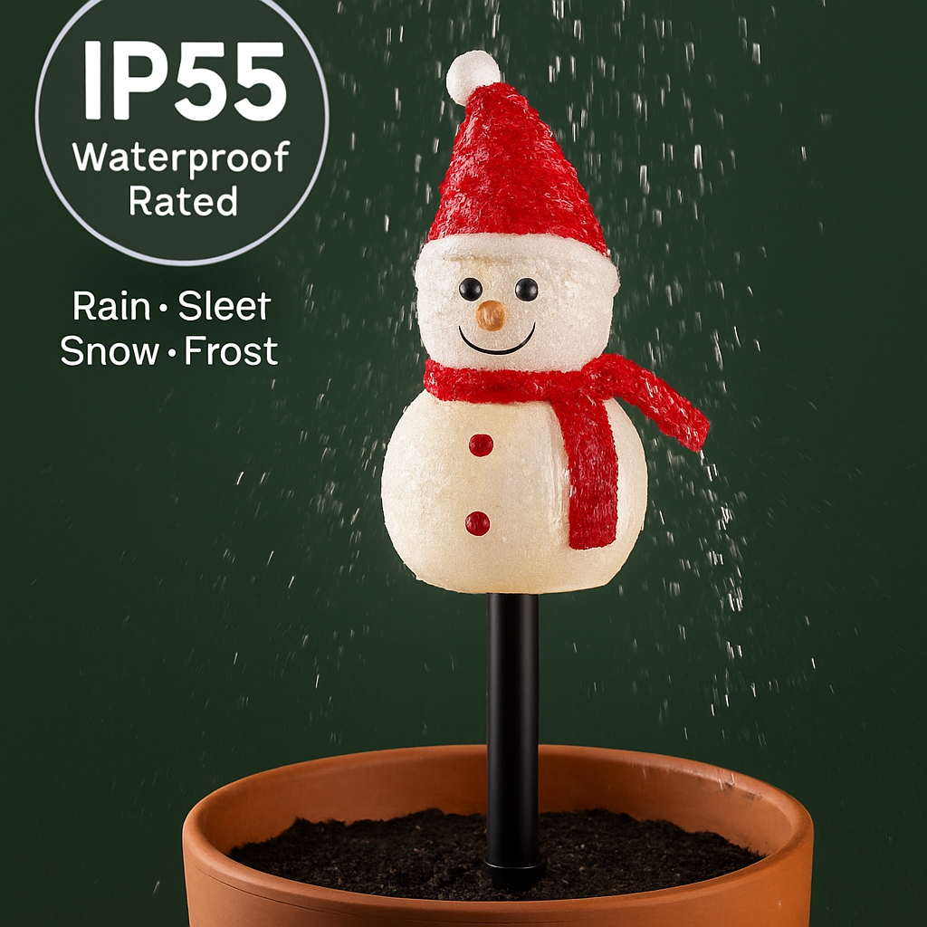 Solar Snowman Stake Light - 3 Pack, Warm White Outdoor Decor