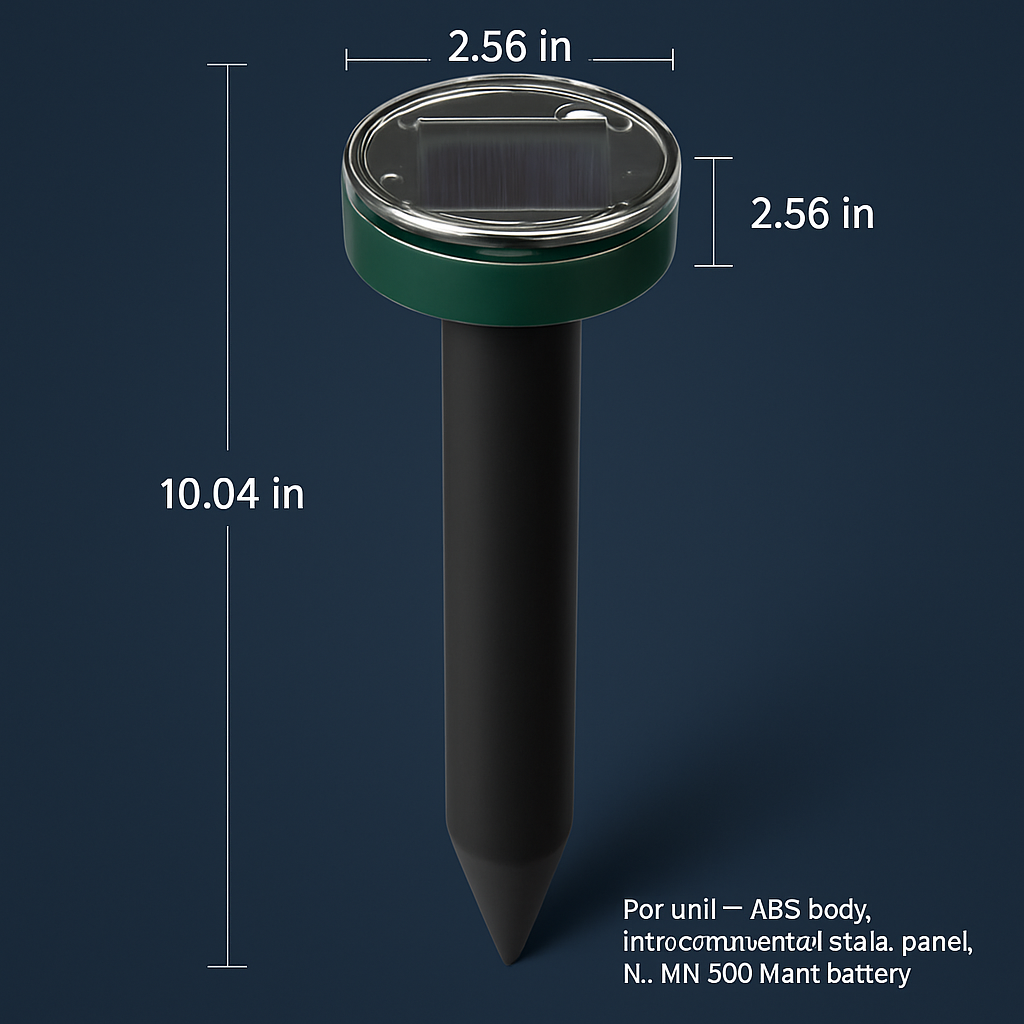 Solar Powered Mole & Gopher Repeller for Outdoor Use