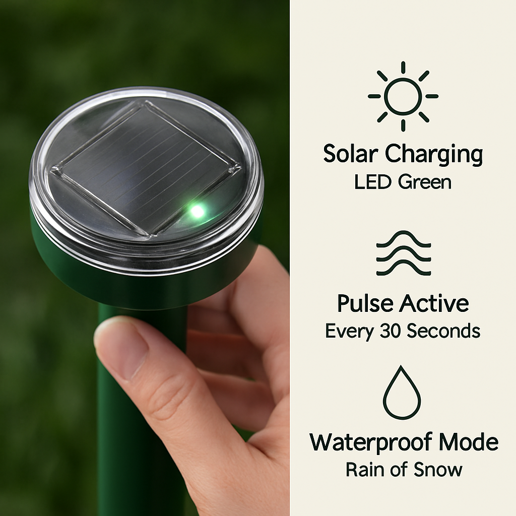 Solar Powered Mole & Gopher Repeller for Outdoor Use