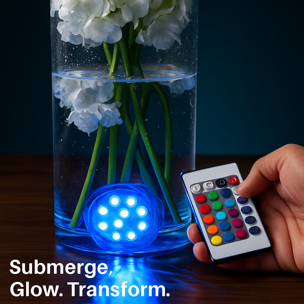Submersible RGB LED Lights 4-Pack for Vases & Aquariums