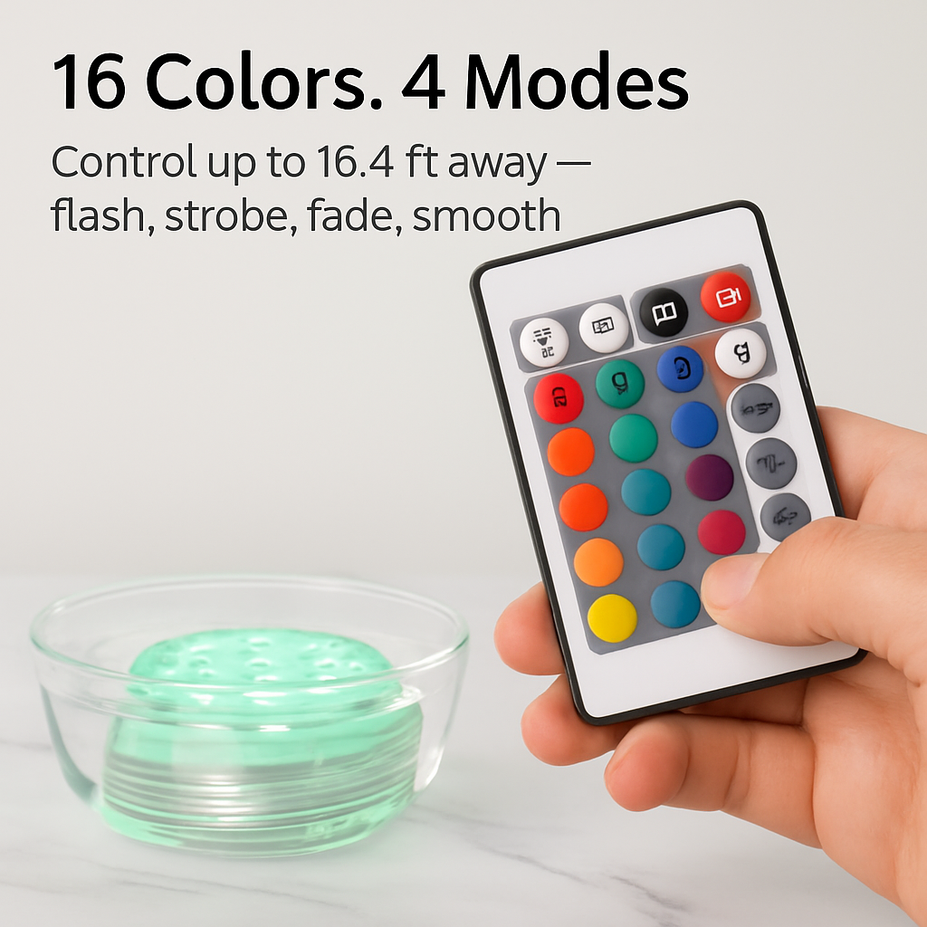 Submersible RGB LED Lights 4-Pack for Vases & Aquariums