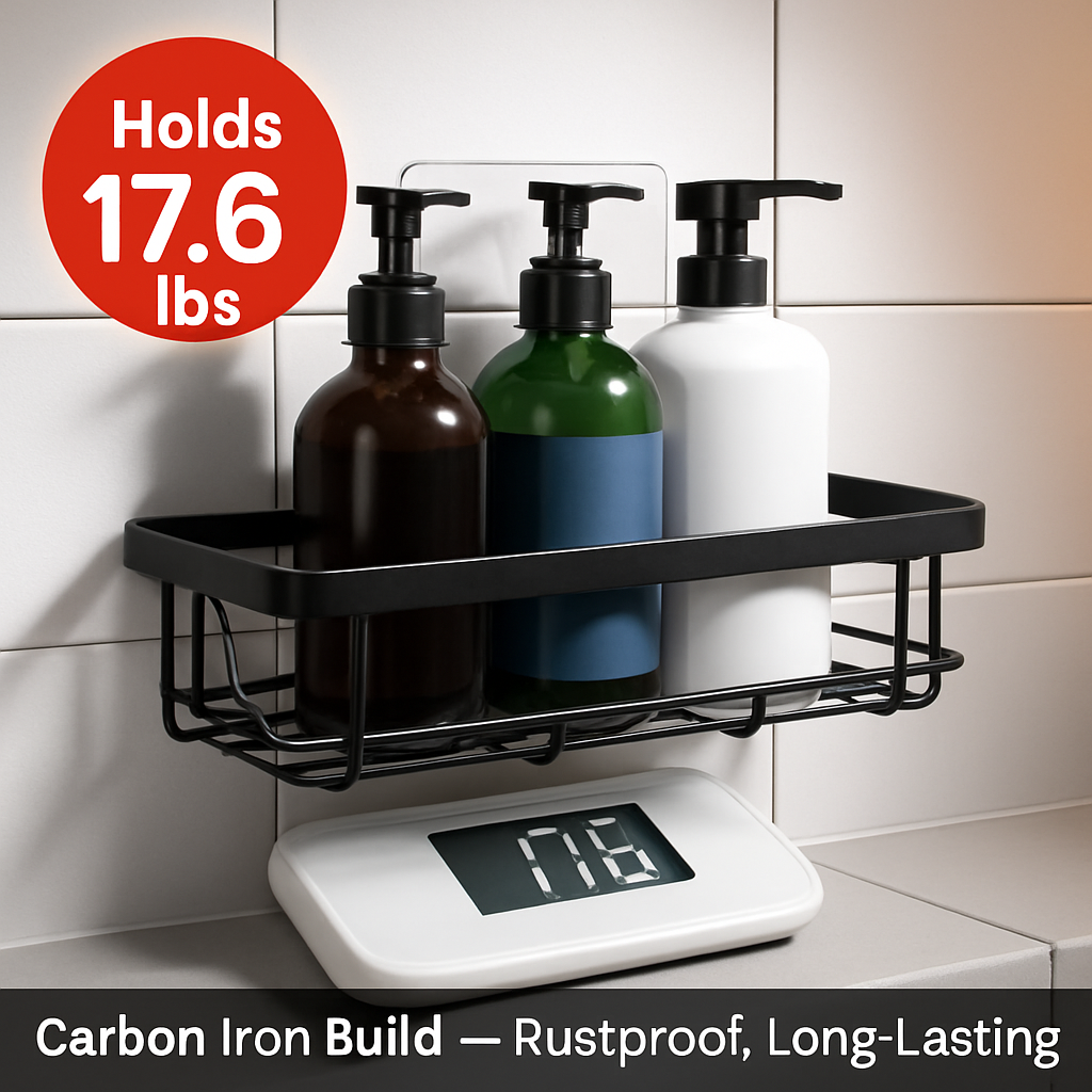 5 Pack Shower Caddy Shelves with 18 Inbuilt Hooks Rustproof Wall-Mounted Storage Shelves for Bathroom Dorm Kitchen Adhesive Bathroom Organizer for Sha