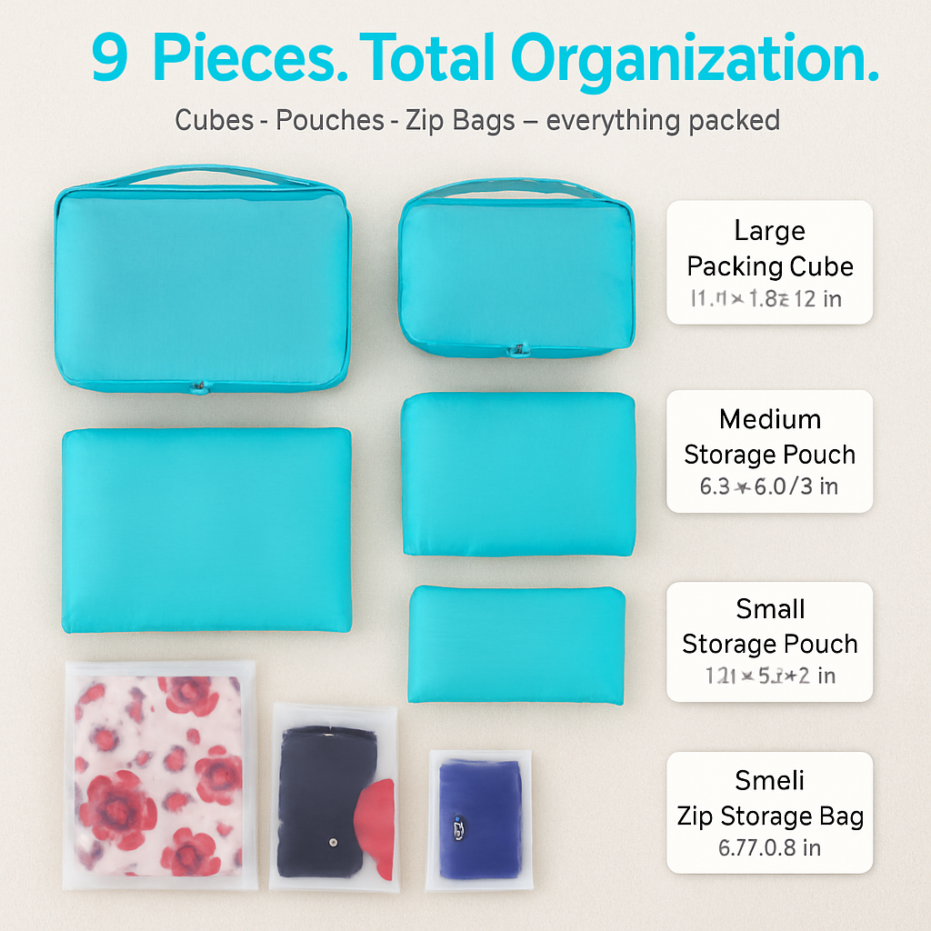 Storage Bags with Packing Cubes for Travel