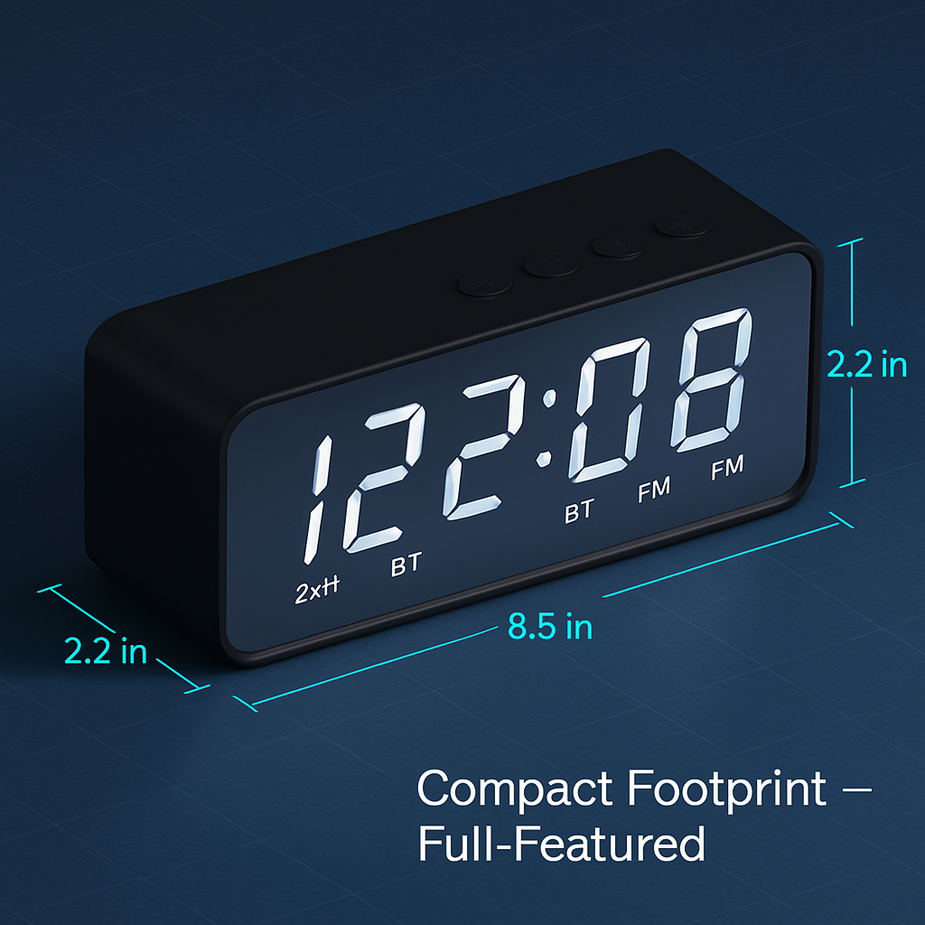 Mirror Digital Alarm Clock with Wireless Speaker FM Radio