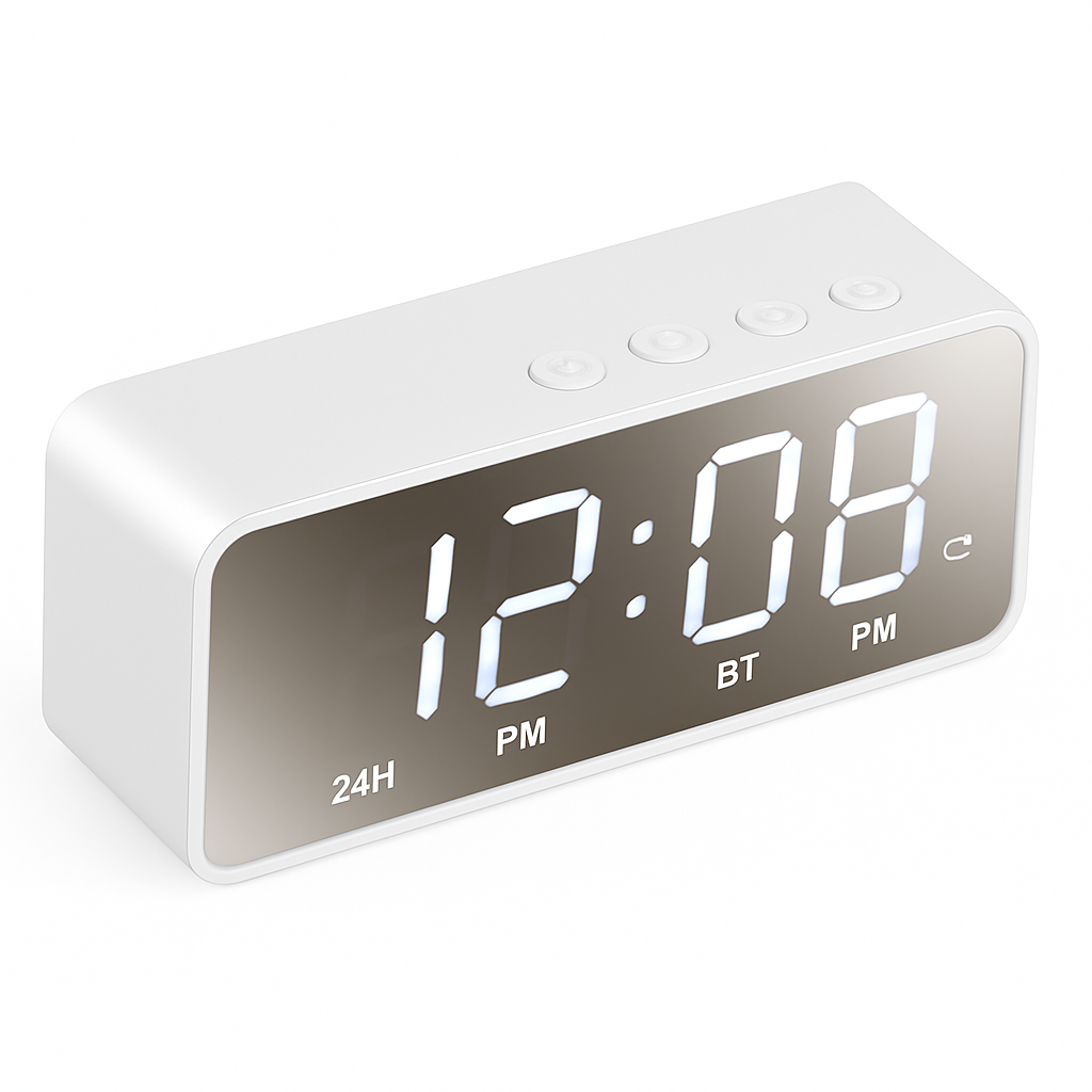 Mirror Digital Alarm Clock with Wireless Speaker FM Radio