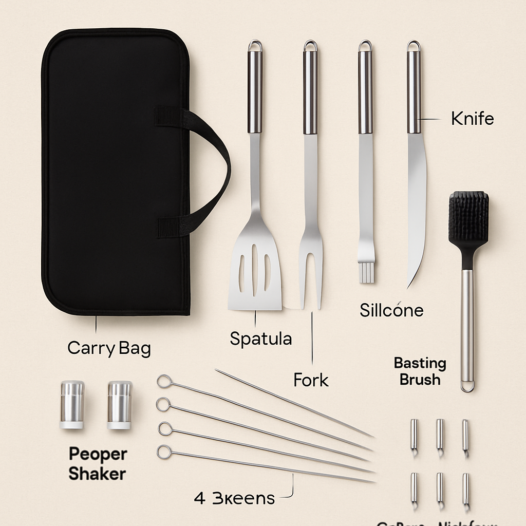 Stainless Steel BBQ Grill Tool Kit Grilling Utensils