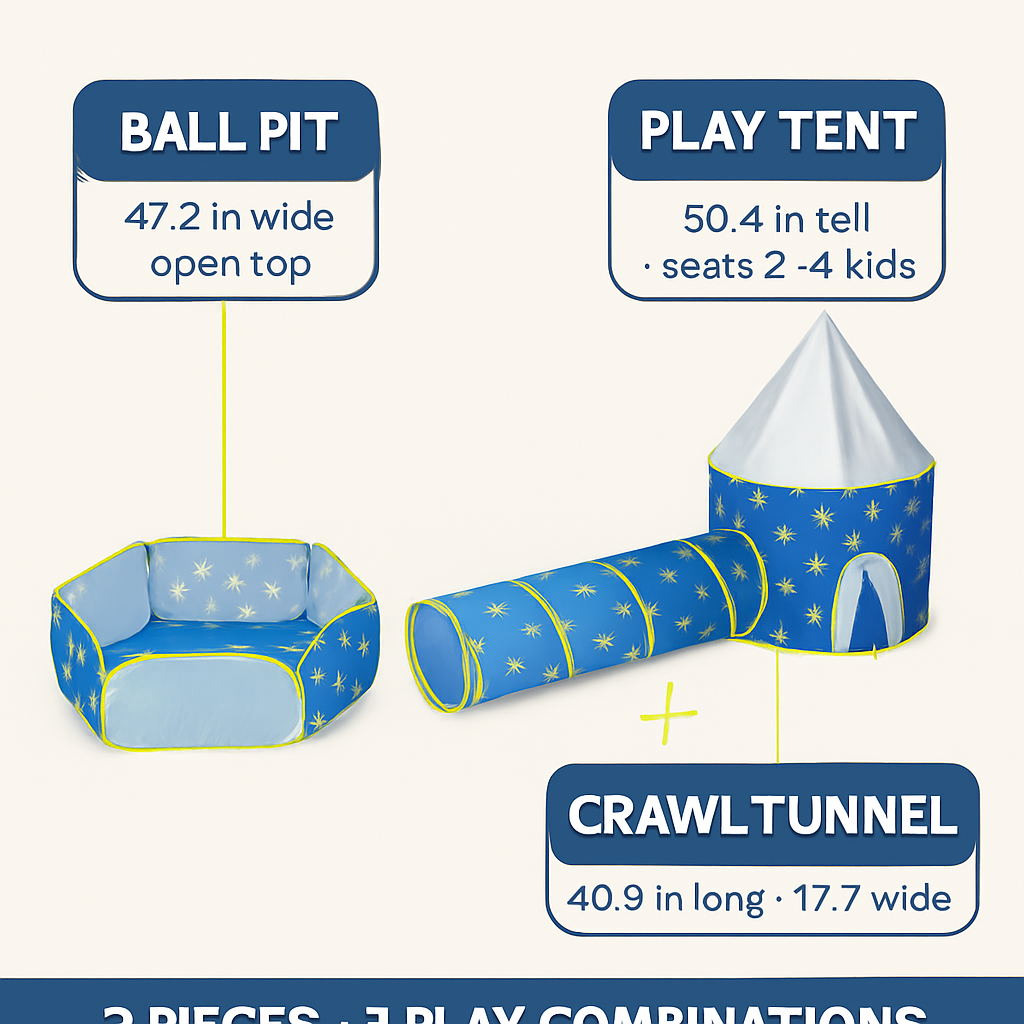 3-in-1 Crawl Tunnel Tent for Kids Playtime