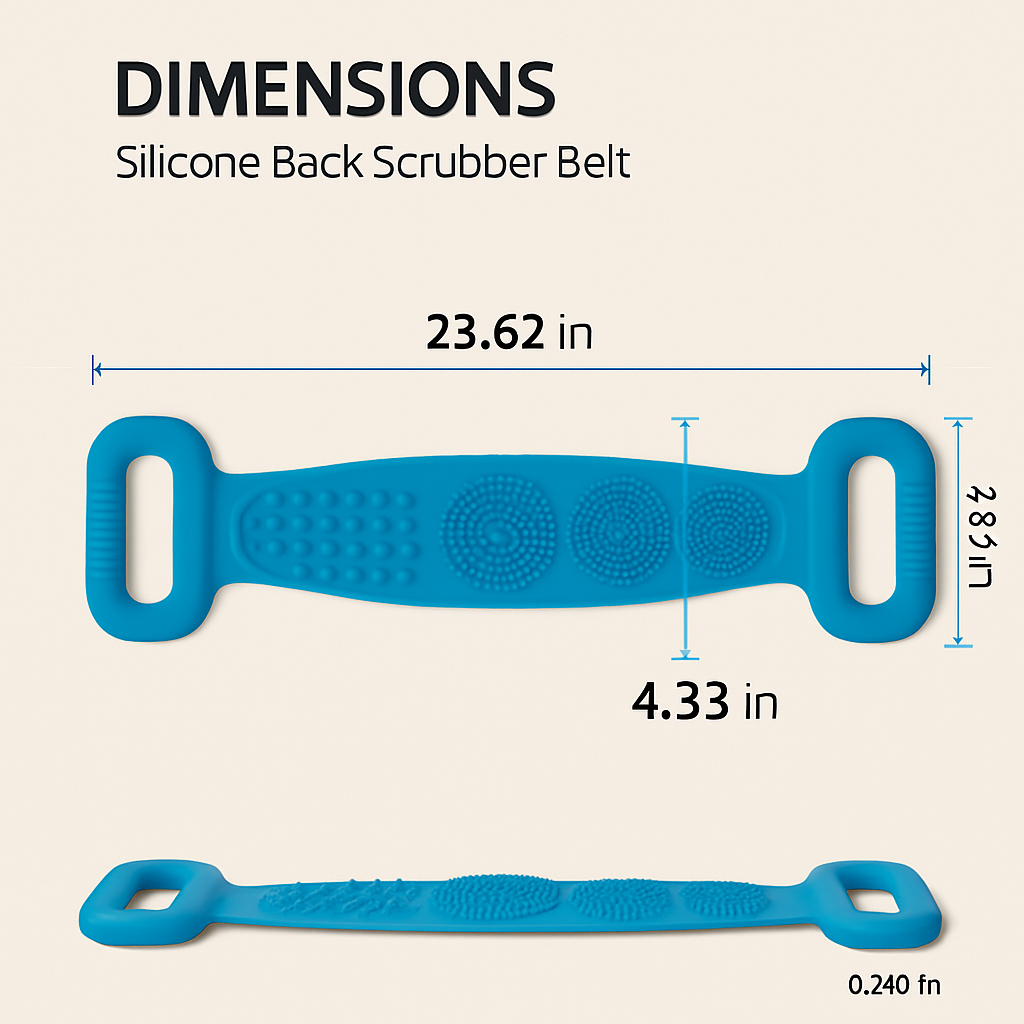 Silicone Back Scrubber Belt for Shower Scrubber - Blue