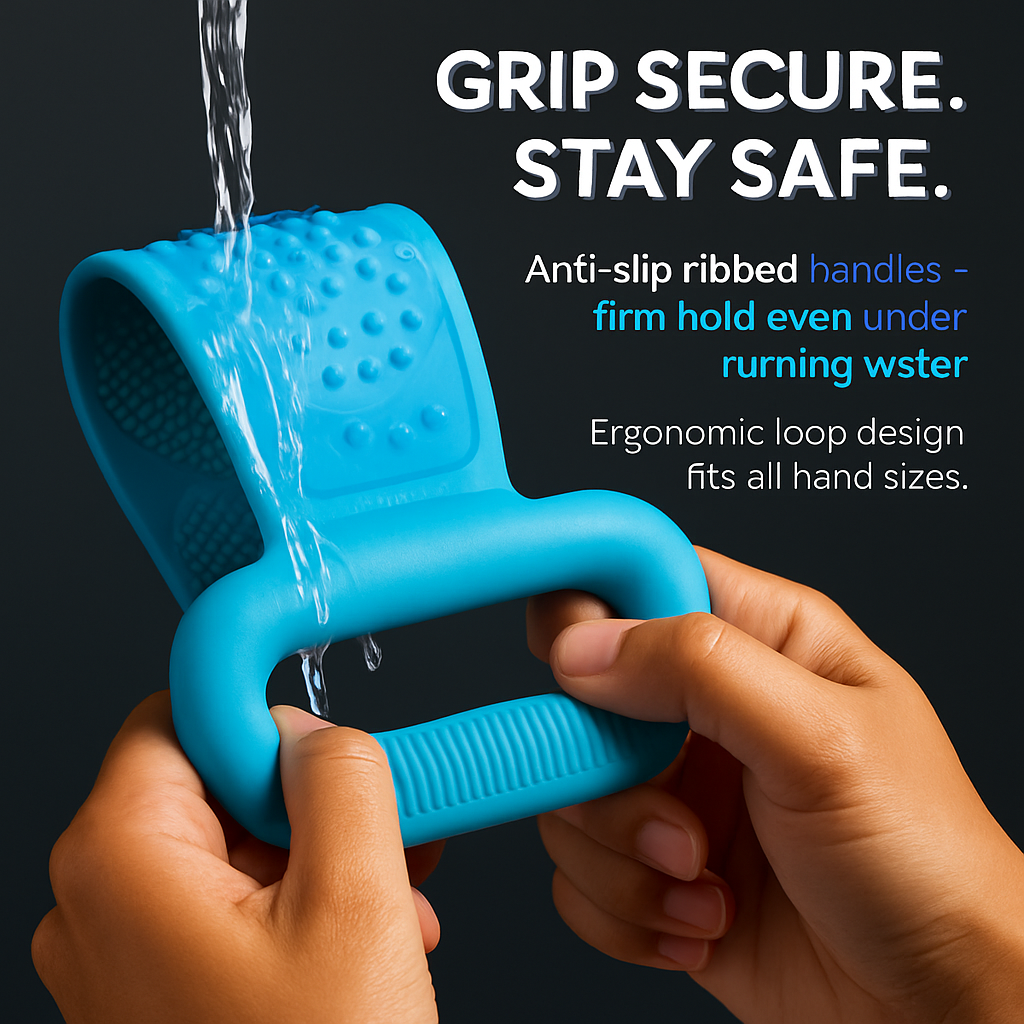 Silicone Back Scrubber Belt for Shower Scrubber - Blue