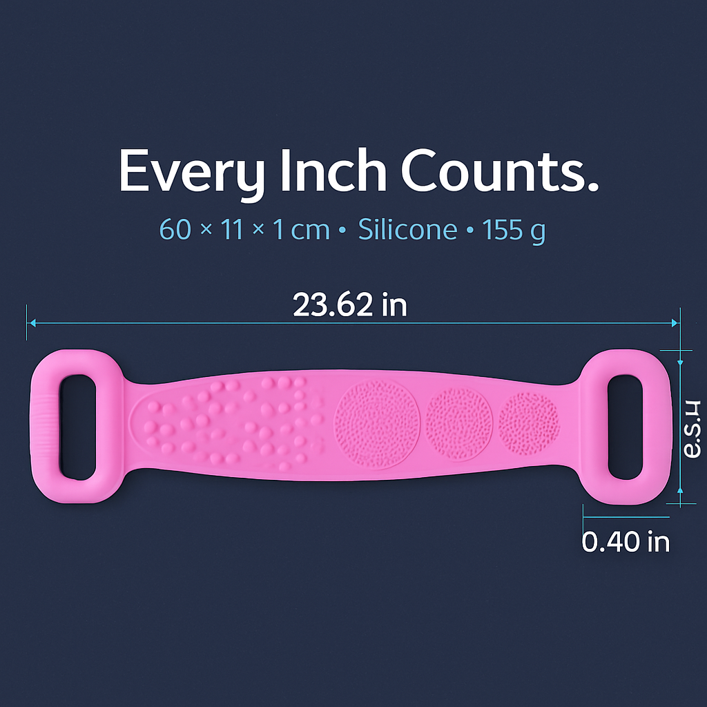Silicone Back Scrubber Belt for Shower Scrubber - Blue