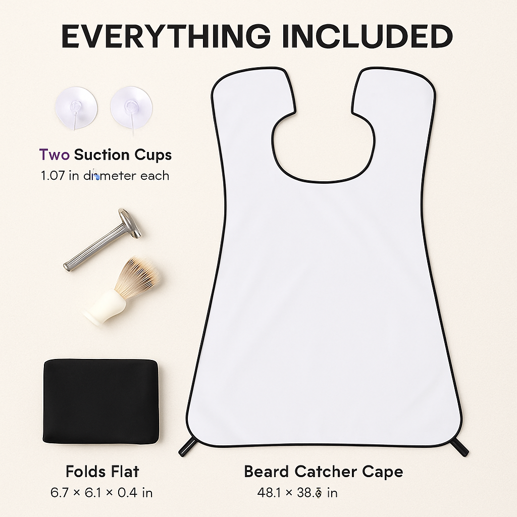 Beard Apron: Facial Hair Catcher with Suction Cups