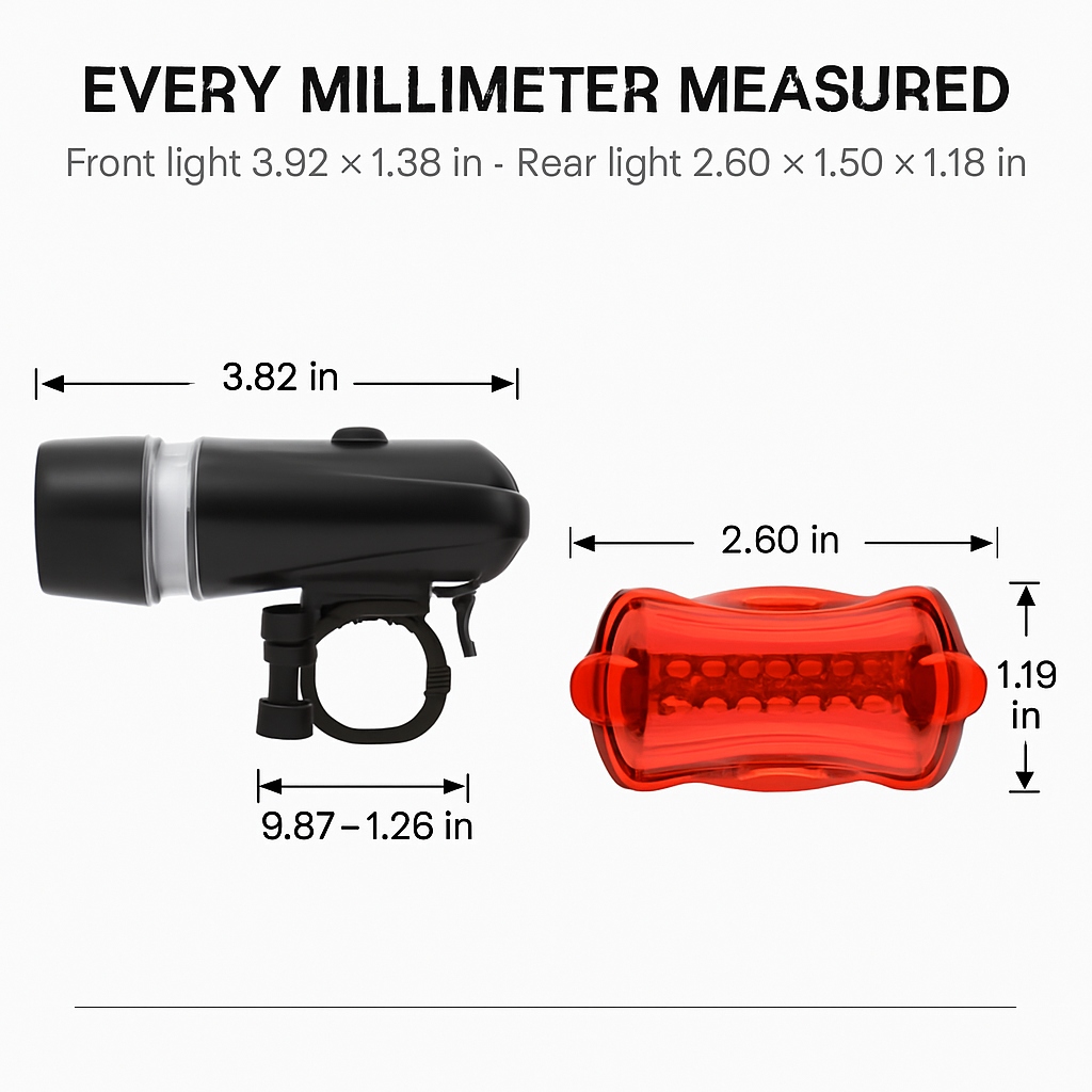 Bike Front and Rear Light Set for Secure Handlebar Mounting