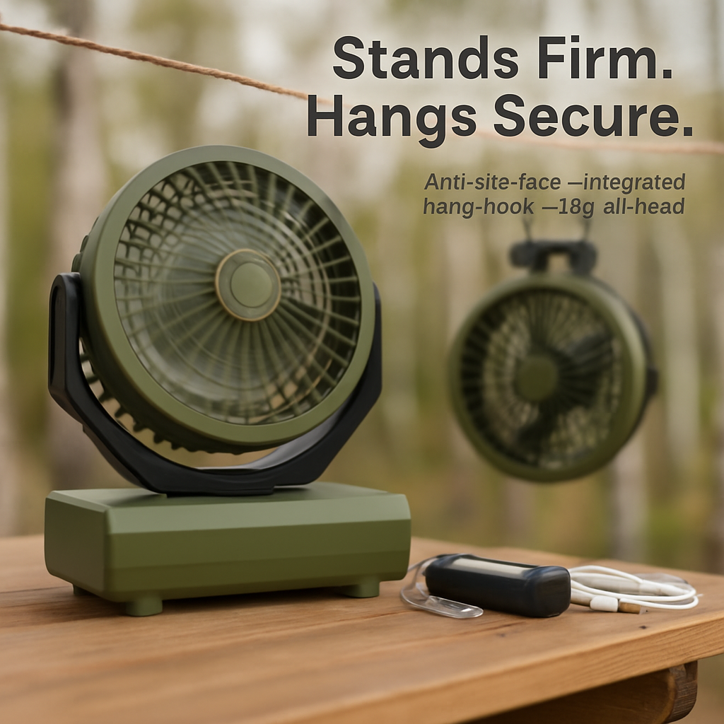 Oscillating Camping Fan with Flashlight, Remote Control