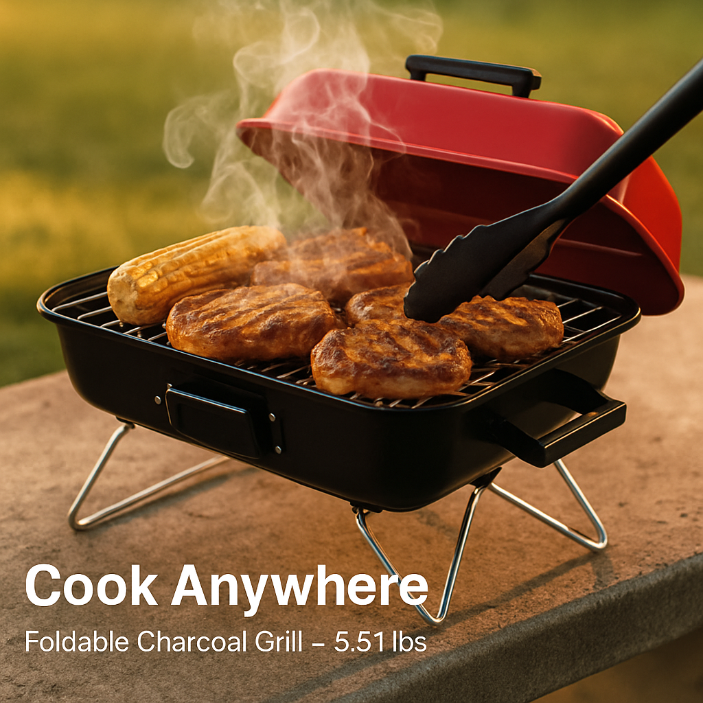 Portable Charcoal Grill Tabletop BBQ Smoker for Outdoors