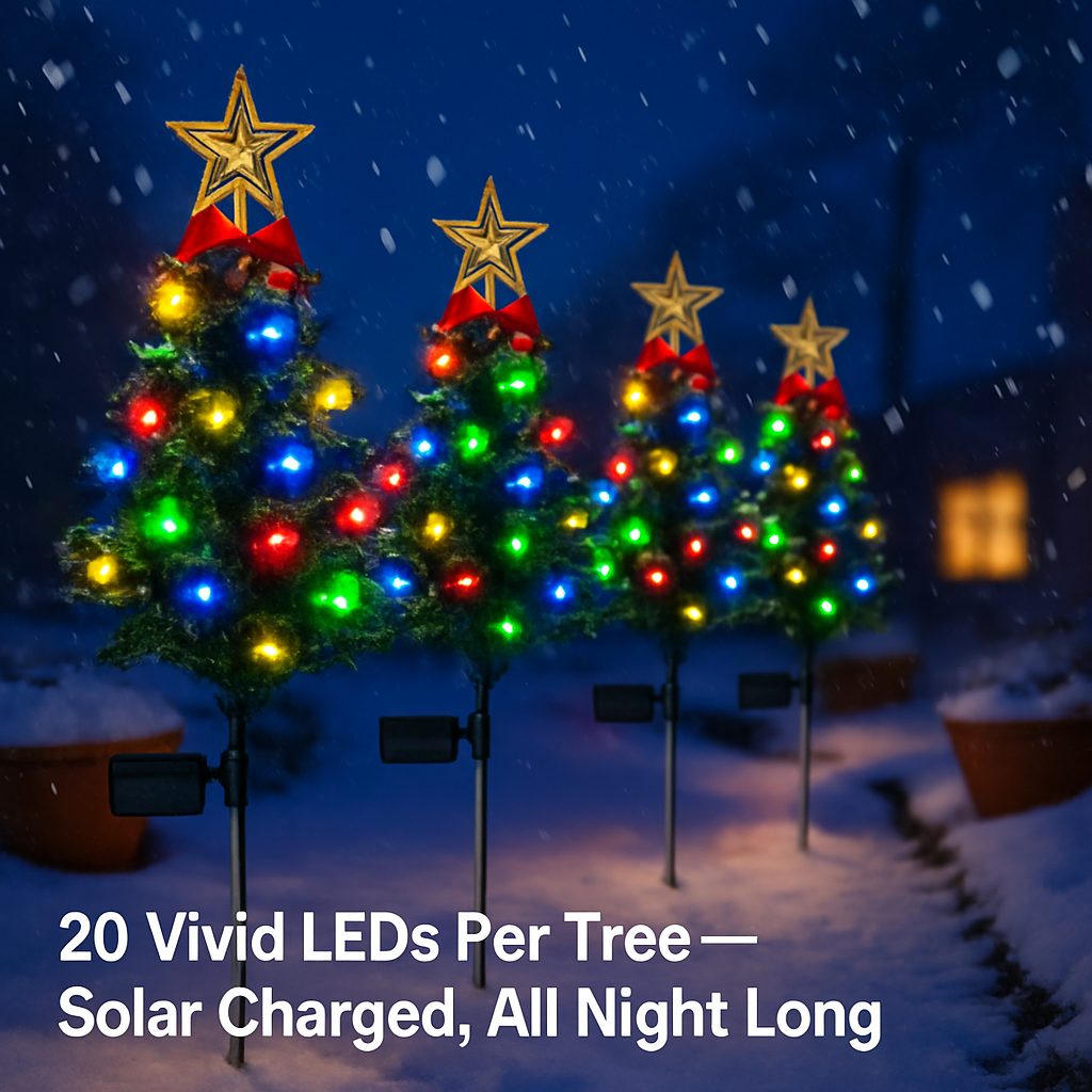 Solar Christmas Tree Lights for Pathway and Garden Decor
