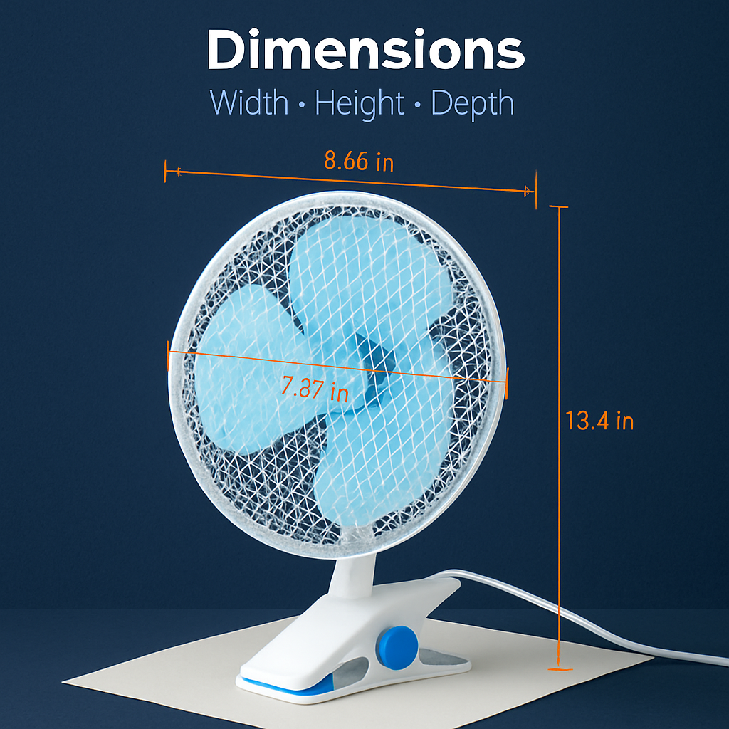 Clip On Fan, 2-Speed, Quiet Desk/Wall Mount