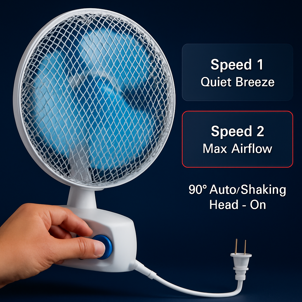 Clip On Fan, 2-Speed, Quiet Desk/Wall Mount