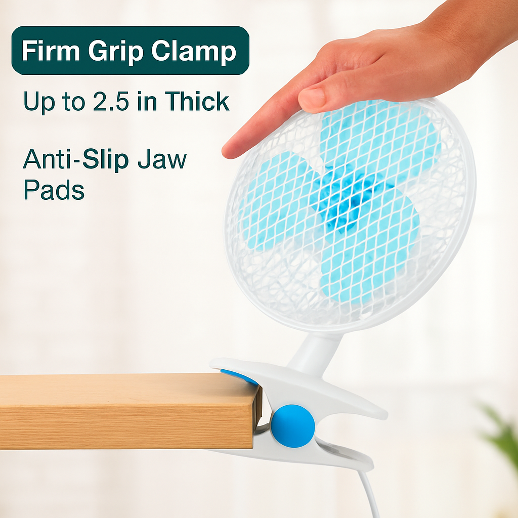 Clip On Fan, 2-Speed, Quiet Desk/Wall Mount